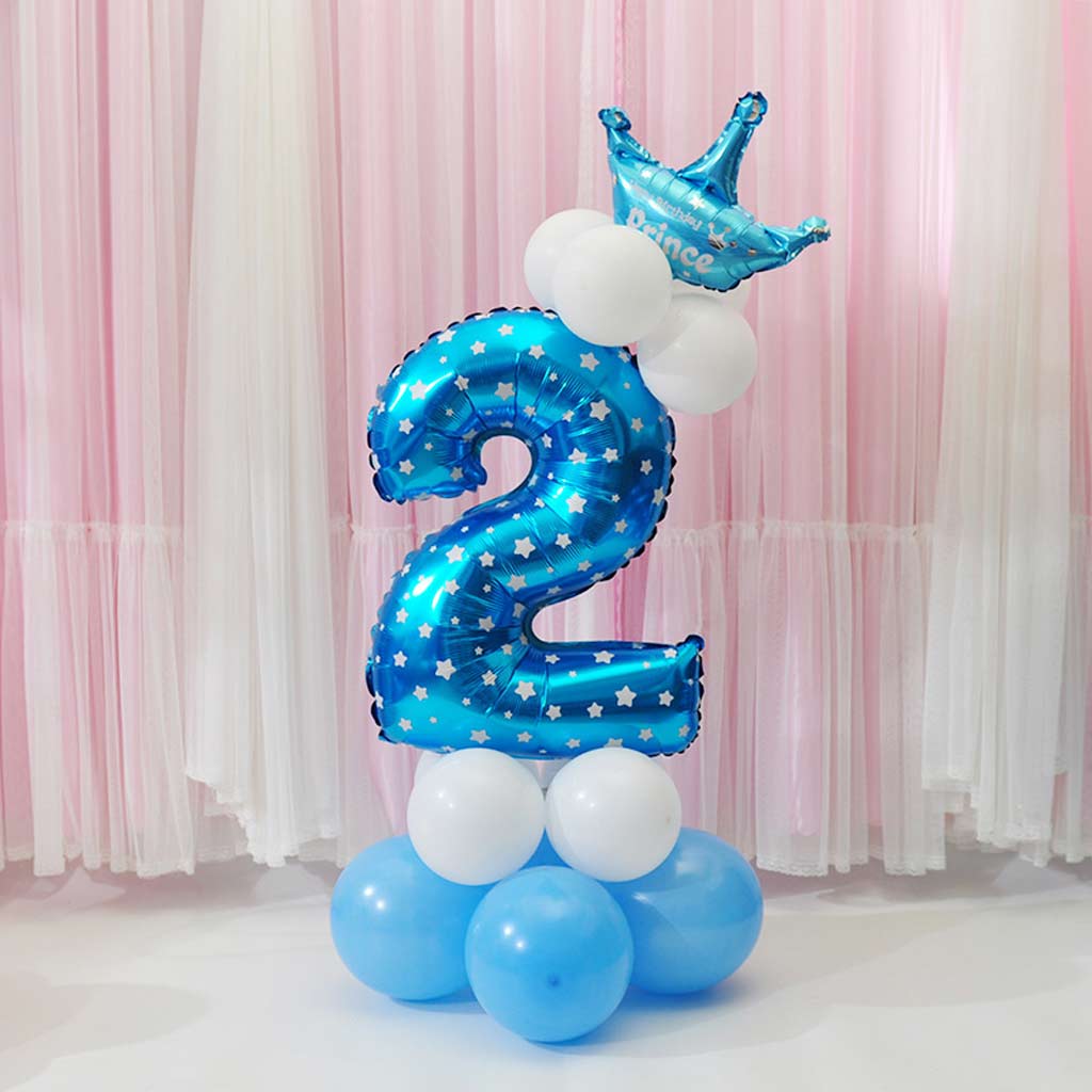 All Numbers Letters Crown Balloons Column Set Birthday Baby Shower Arch Decor