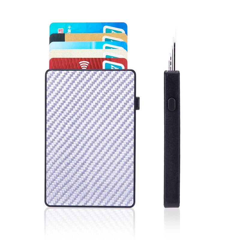 BISI GORO Touch Carbon Slim Wallet Business Card Holder Card Holder RFID Protector de tarjeta de cr dito Card Case Male: X-64 Carbon Silver