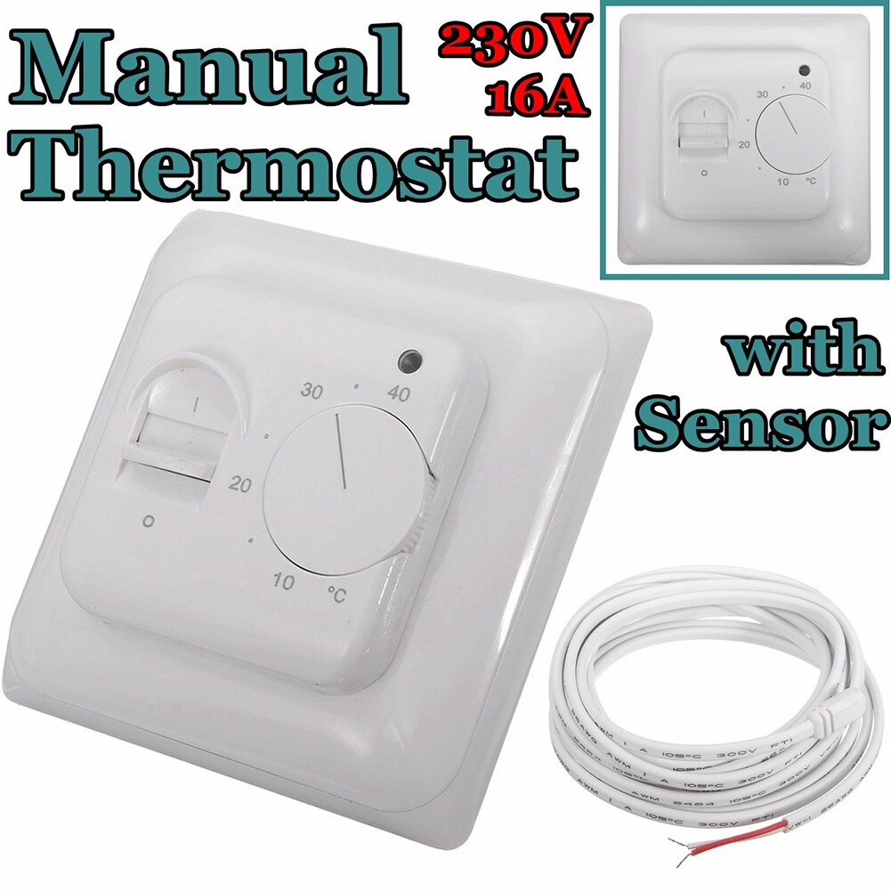 Mechanical Manual Electric Floor Heating Room Temperature Controller Thermostat With Sensor LED Indicator Energy Conservation
