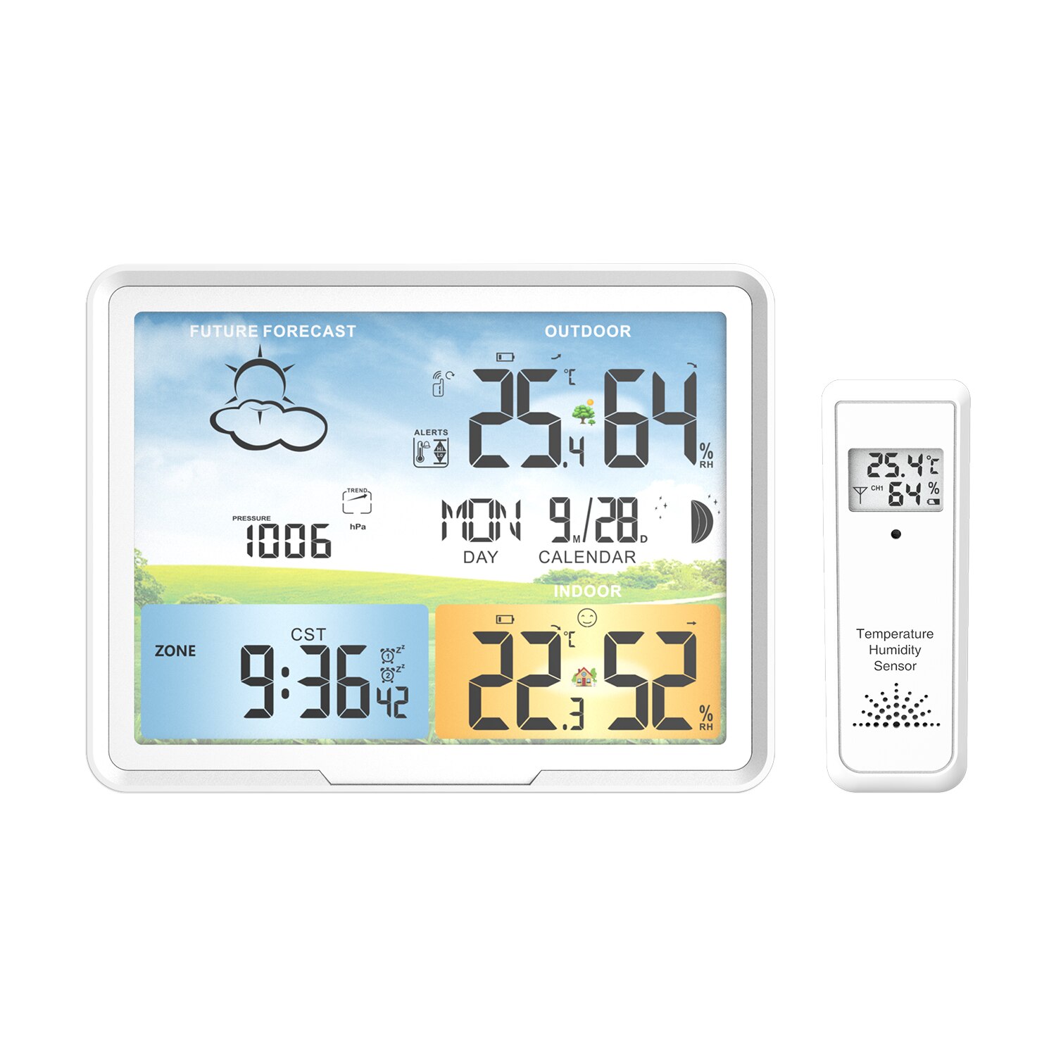 Protmex PT20 Weather Station Clocks Wireless Digital Thermometer Hygrometer Forecast Calendars Moon Phase Snooze Alarm Clock: PT 20A