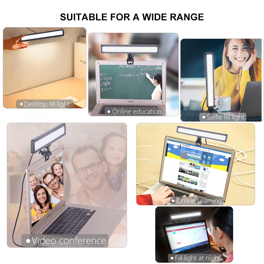 WS66 Portable Multi-function Photography LED Video Light Long Strip Video Conference Fill Light for Makeup Shooting Live Broa