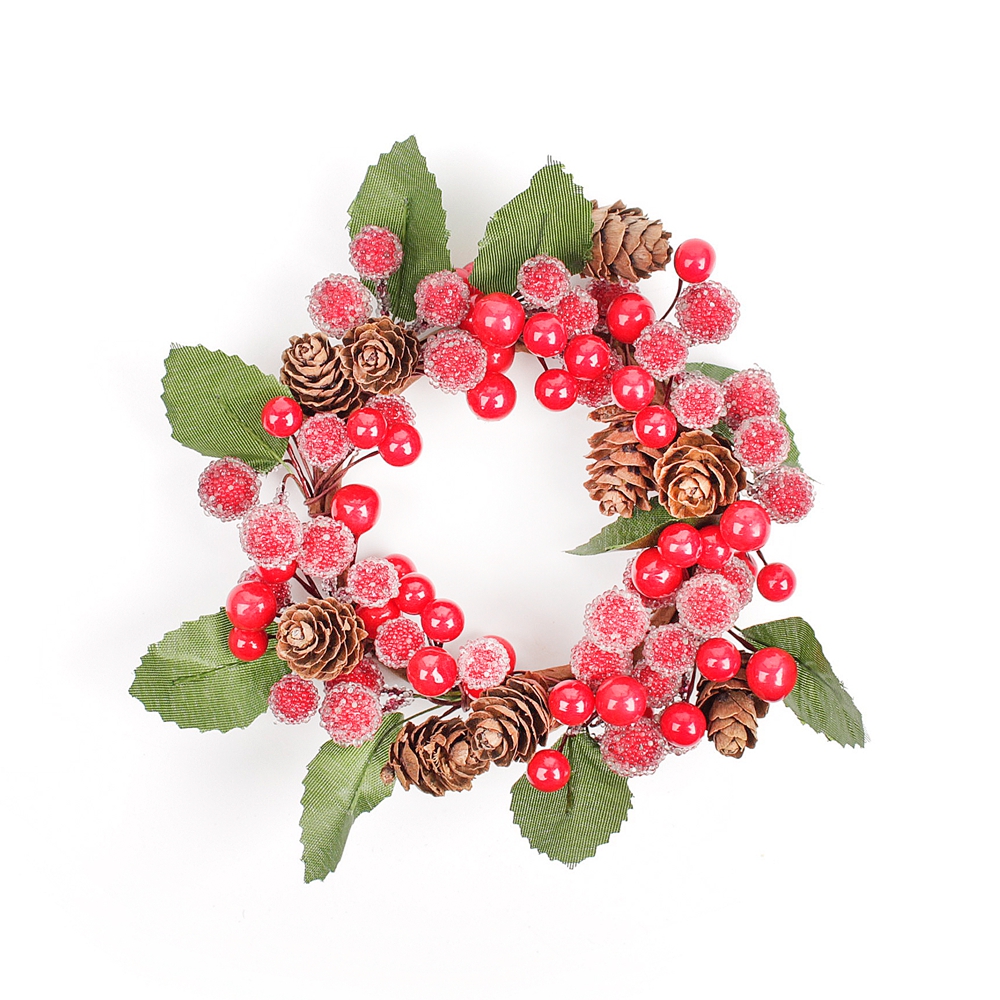 1 stk kunstig blomst bær armbånd julebær krans naturlig fyrrekogle bryllup hjemmedekoration gør-det-selv-blomst vægboks