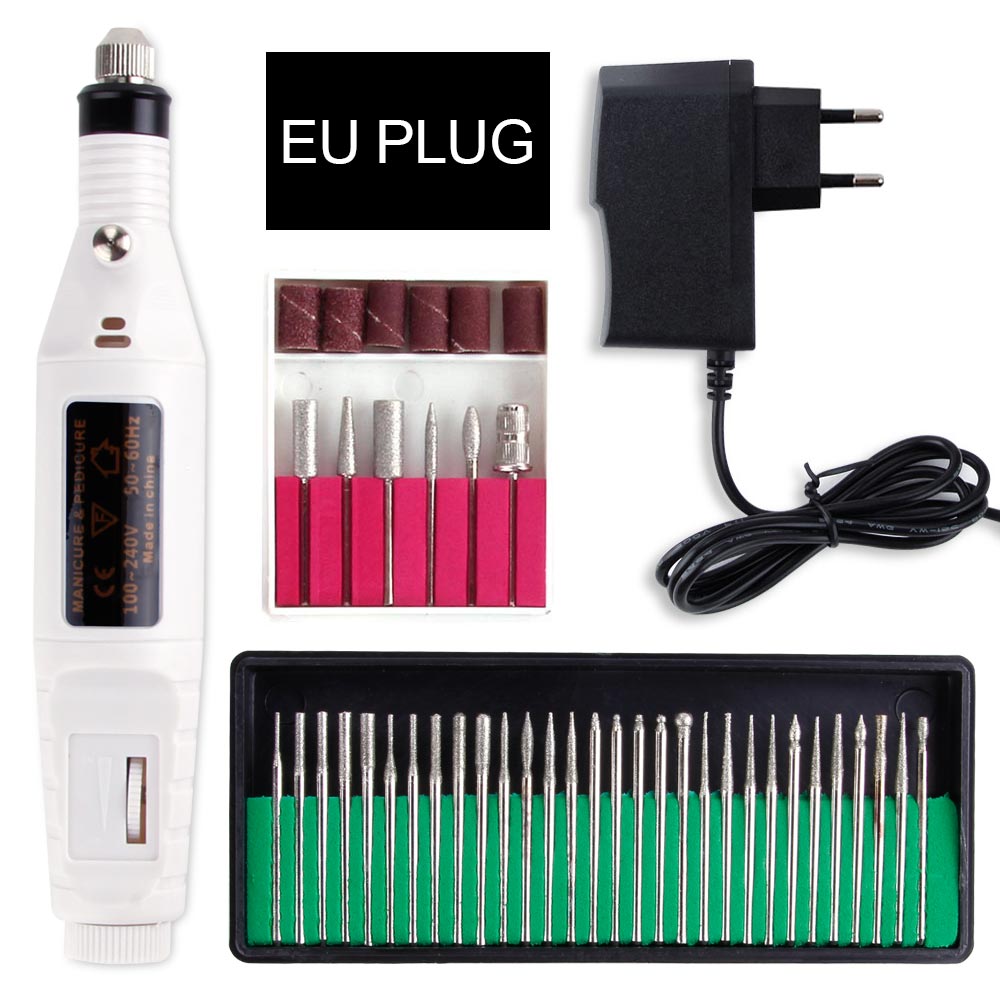 Professionale Elettrico chiodo trapano bit manicure Fresatura Frese E Taglierine per micro SIM gel polacco manicure Macchina Unghie Artistiche file di Levigatura lama in Ceramica: impostato I EU spina