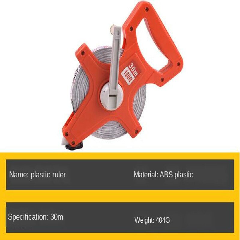 Portable metric 30M 50M 100M Thickening Open Reel Steel Tape Measure with shelf for Woodworking Construction ABS Measuring tool: 30m plastic