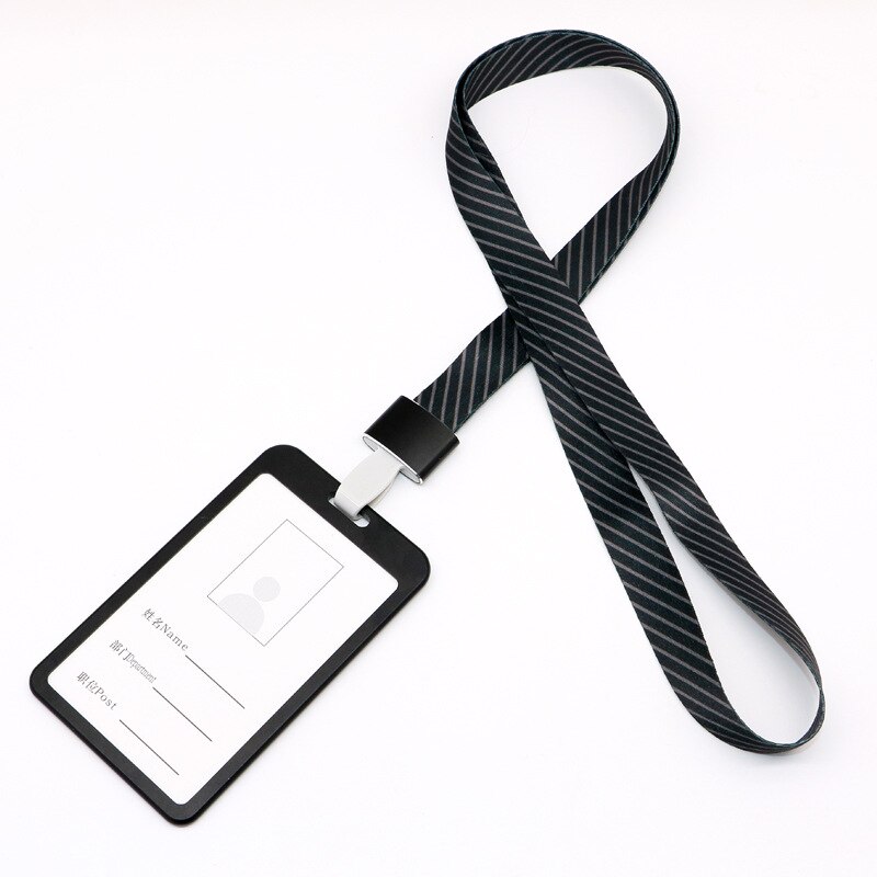 Metal ID Card Holder Lanyard Badge Holder Name Identification Sleeve Business Exhibit Office School Strap Neck Hang: Black