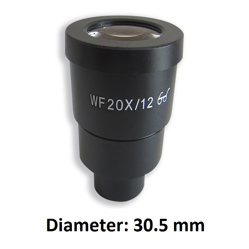WF20X Eyepiece Ocular Lens for Stereo Microscope High Eye-point Field of View 10mm or 12mm with or without Reticle Scale: WF20-12 30.5mm