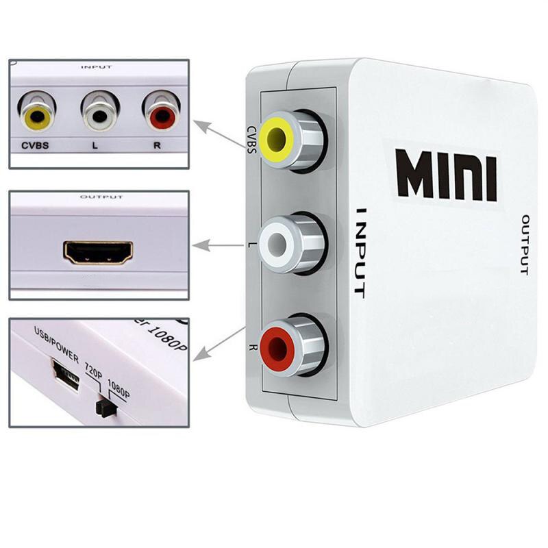 Composite AV Video Converter Adapter MINI HDMI-compatible to 3RCA CVBS for TV PS3 VHS VCR DVD Black