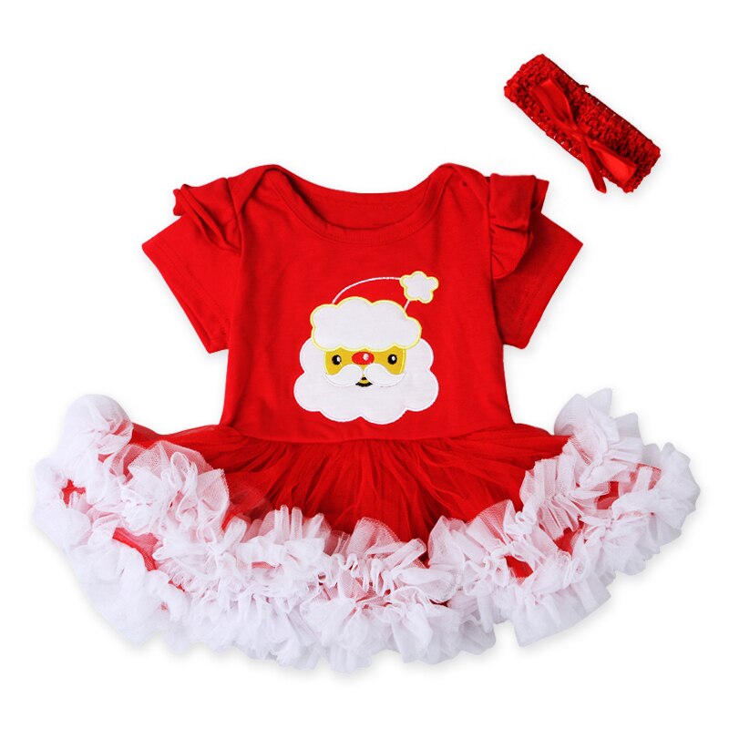 Baby Christmas Dress 2pcs Set Santa Claus Christmas Tree Newborn Baby Girls Tutu Dress + Headband Party Outfit Costume 0-18M: Red / 12M