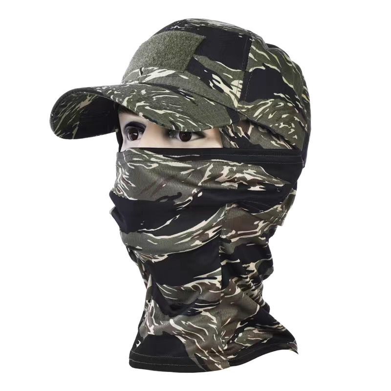 Gorras de béisbol tácticas para exteriores para hombres y mujeres, sombreros de sol Snapback a prueba de sol, pasamontañas de camuflaje informal, media máscara de esquí, 2024: Azul