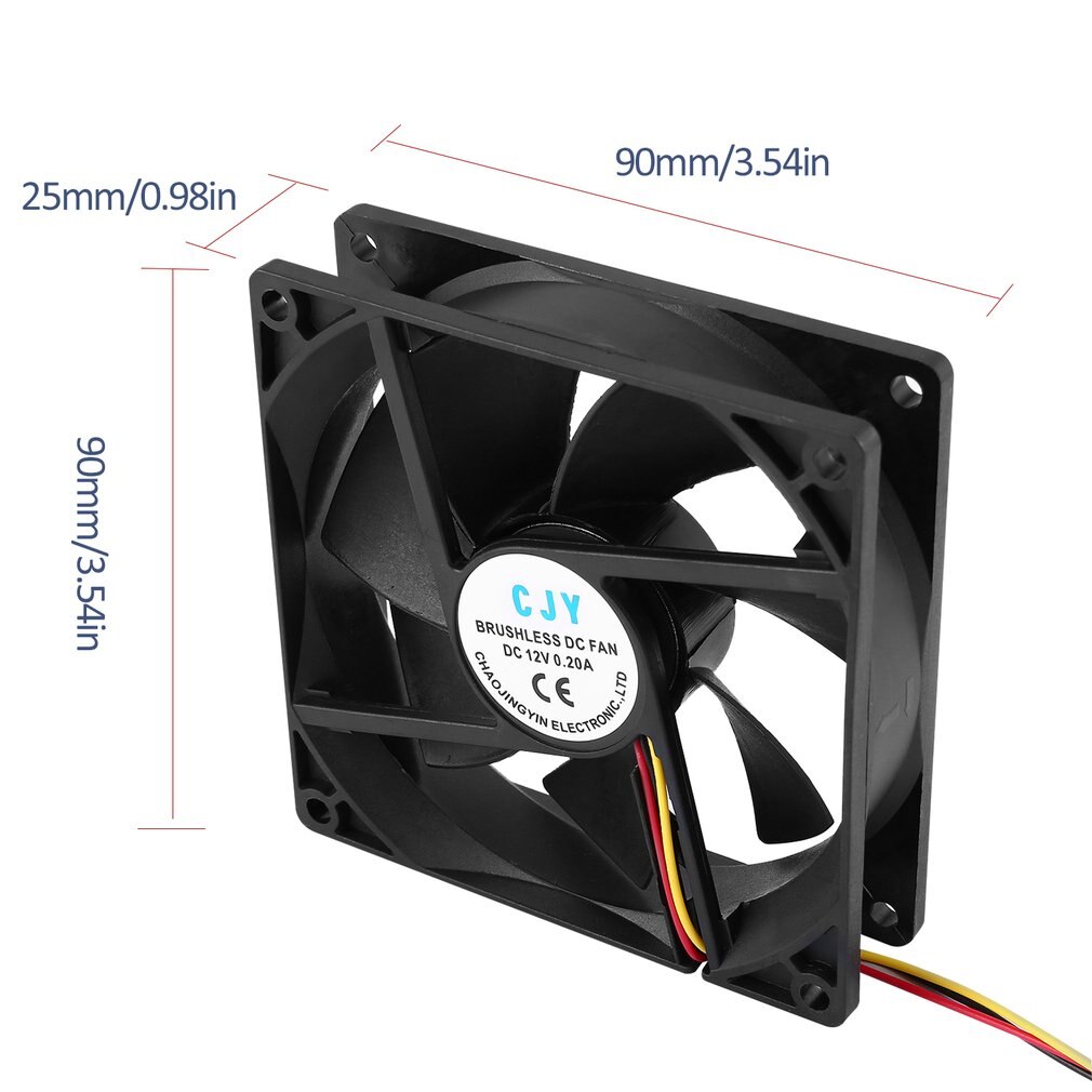 12V 3Pin Fan Cooler 9cm 90x25mm 90mm 65 CFM DC PC Cooling Fan CPU Heat Sinks Cooler