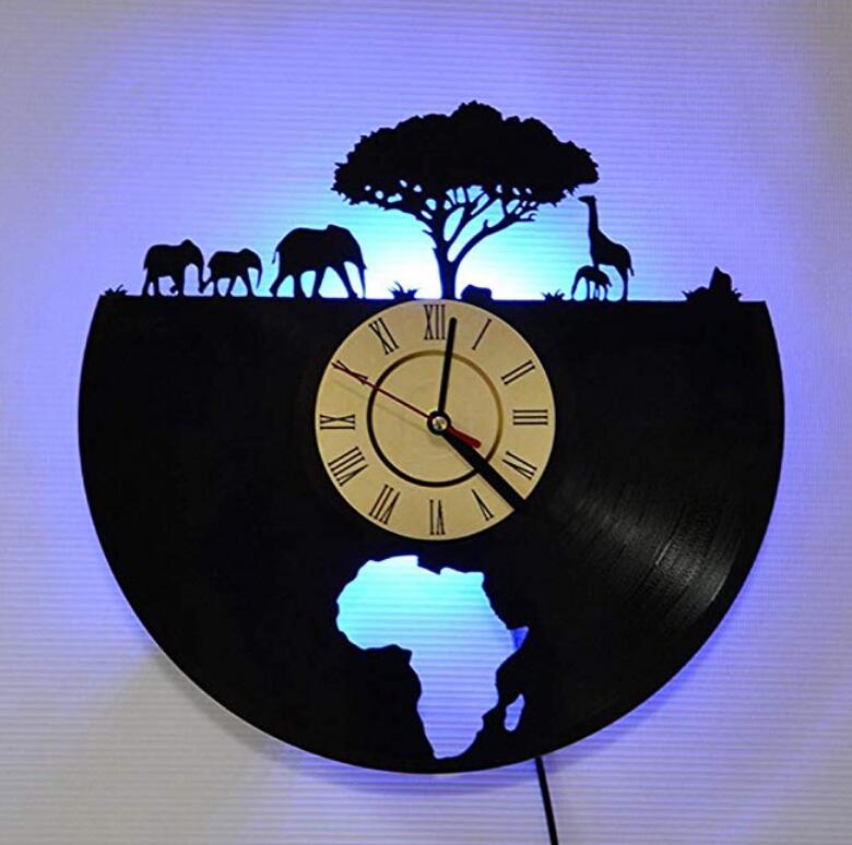 Horloge murale en vinyle | Horloge à, horloge murale, pour éléphant africain, silencieuse, sans chatonnage, à piles: Default Title