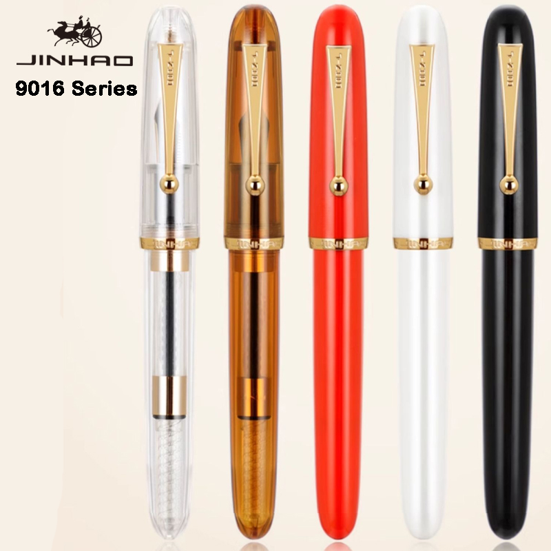 JINHAO 9016 Vulpen Acryl Transparant Wit Spin Pen EF F M Penpunt Briefpapier Kantoor Schoolbenodigdheden Schrijfpen PK 9019