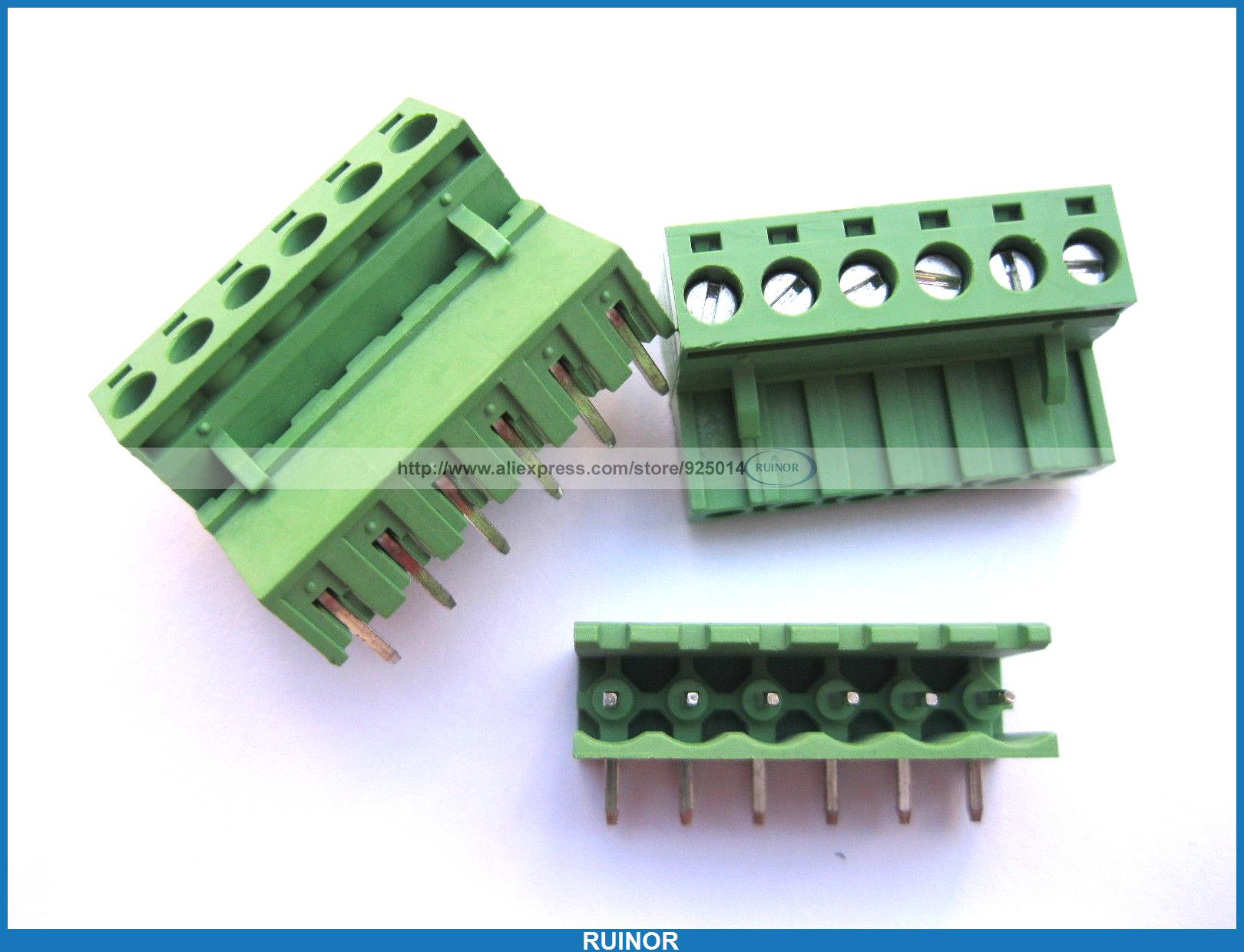 10 Stks 5 08mm Hoek 6 Pin Schroef Blokaansluiting Uitbreidbare Type Groene