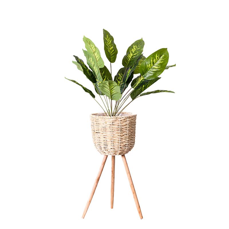 Handmade Bamboo Storage Baskets Laundry Straw Patchwork Wicker Rattan Seagrass Belly Garden Flower Pot Planter Basket