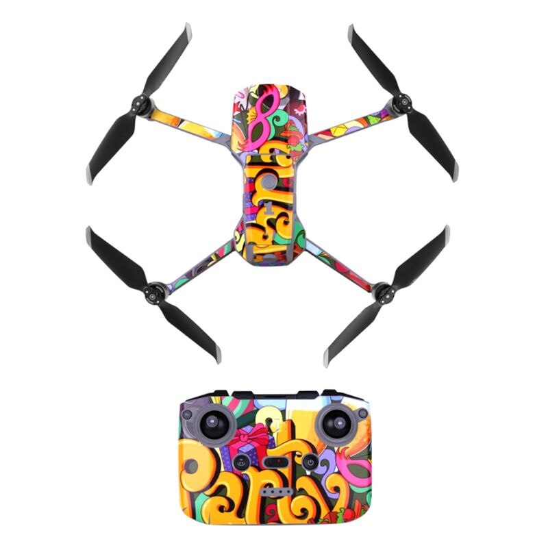 1 ensemble imperméable à l'eau PVC autocollants coloré Art décalque peau Film protecteur pour DJI Mavic Air 2 Drone corps bras télécommande: 7