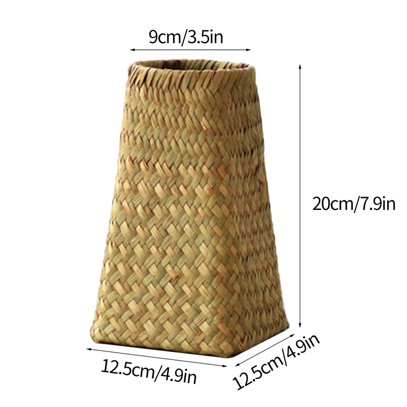 Florero tejido de paja tejido a mano, jarrones de flores secas para boda, banquete, , Decoración de mesa, cesta de almacenamiento de escritorio para el hogar: S3-Flower Vase