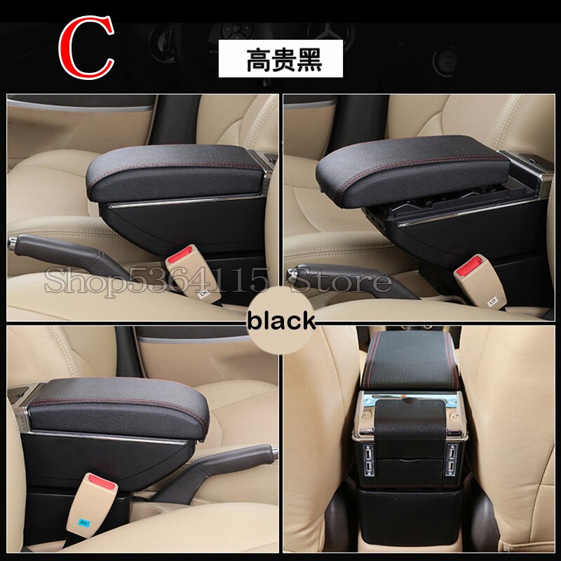 Für Nissan Juke armlehne Kasten USB Ladung erhöhen Doppel schicht zentralen Speicher inhalt tasse Halfter aschenbecher zubehör armlehnen: C  Schwarz