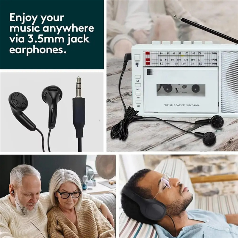 ABUO-Portable Retro USB AM/FM SW Multiband Radio Stereo Bluetooth Wireless Mp3 Audio Cassette Tape Player Recorder EU Plug