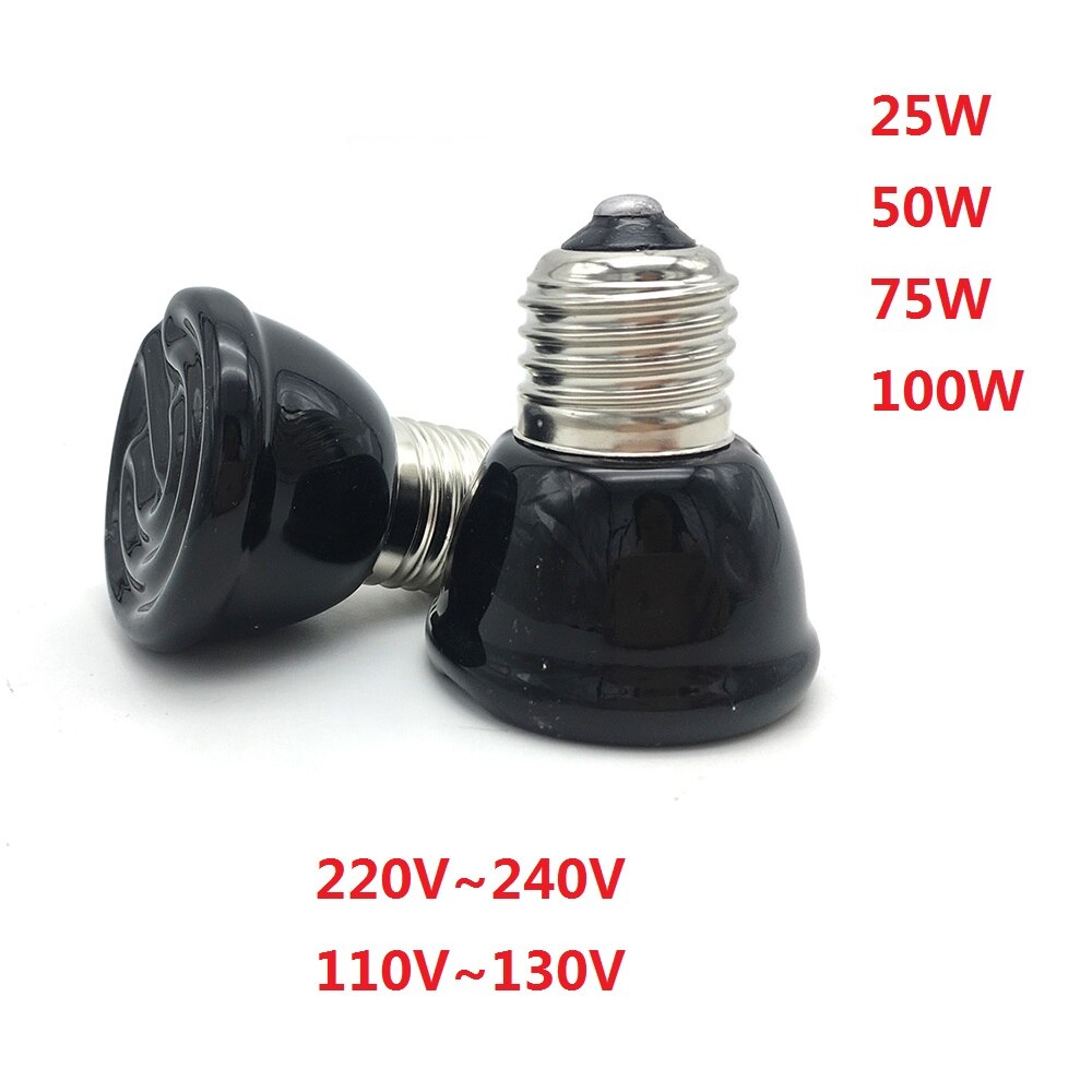 Mini Reptiel Infrarood Keramische Verwarming Lamp 110V 220V Warmte Emitter Gloeilamp 25W 50W 75W 100W