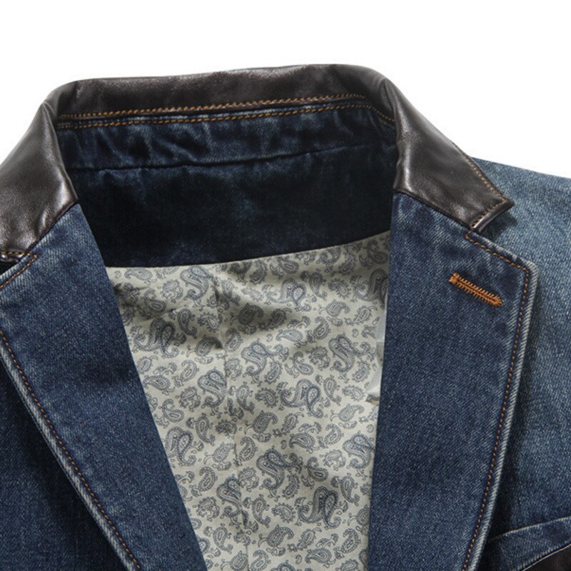 Denim Blazer Men 4XL Mens Suit Outerwear Casual Tall Coat Male Denim Jacket Slim Fit Jeans Blazers