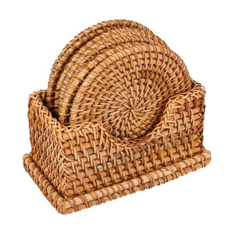 1Pc Herfst Rotan Hand-Woven Coaster Creatieve Eettafel Mat Kom Mat Pot Mat Ketel Mat Isolatie Pad mon-Slip Mat