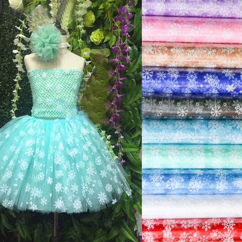 10 yard*6 inch Snowflake Tulle Roll Wedding Background Decor Girls Tutu Skirt Baby Shower Birthday Supply One Spool Roll