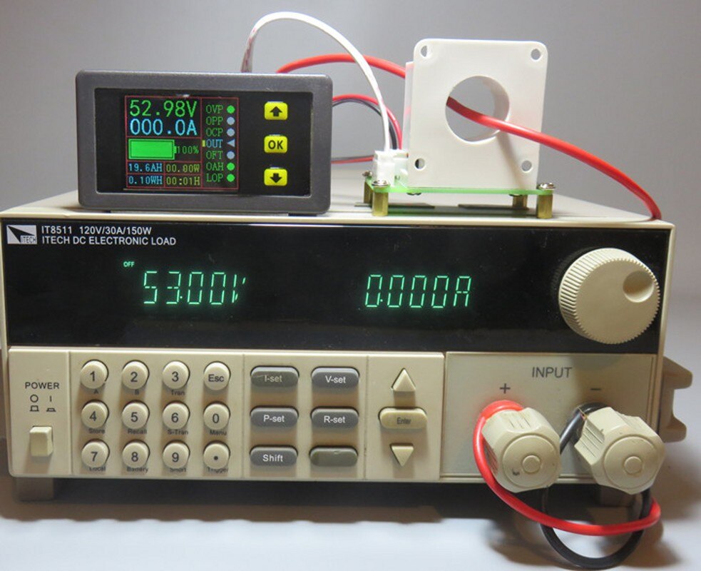 Vac 9010h 0-90v 50a-500a spannungs- und strommessgerät mit /1.8in lcd-displays und bidirektionalem hall-sensor