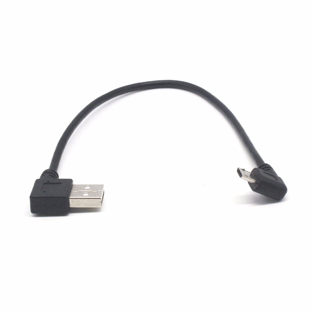 Right Angle Micro USB Cable, 25 CM, USB 2.0 Male to Micro B USB 5 Pin Male, Sync Charging and Data Transferring Cable