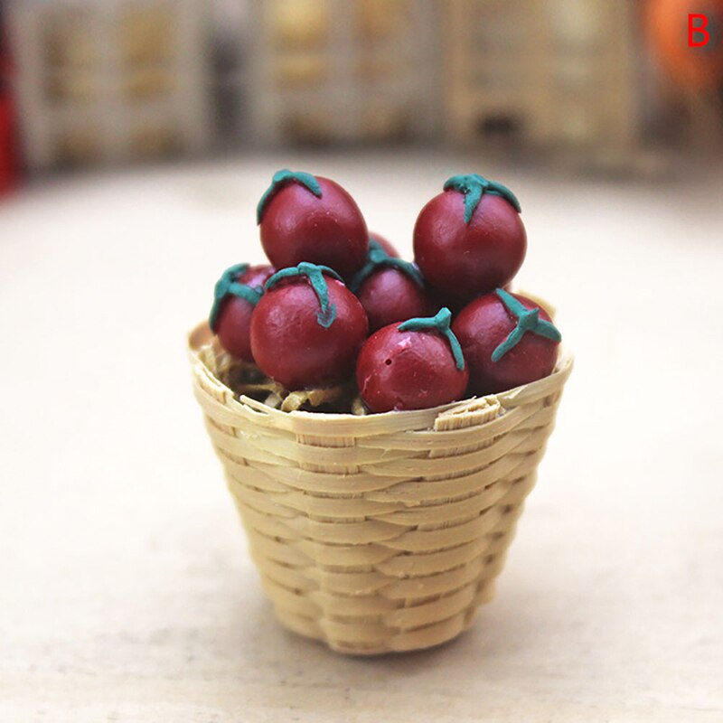 1:12 Mini Simulation Künstliche Obst Und Gemüse Puppe Haus Gemüse Bambus Korb Miniatur Zubehör Für Kinder 1 PC: B