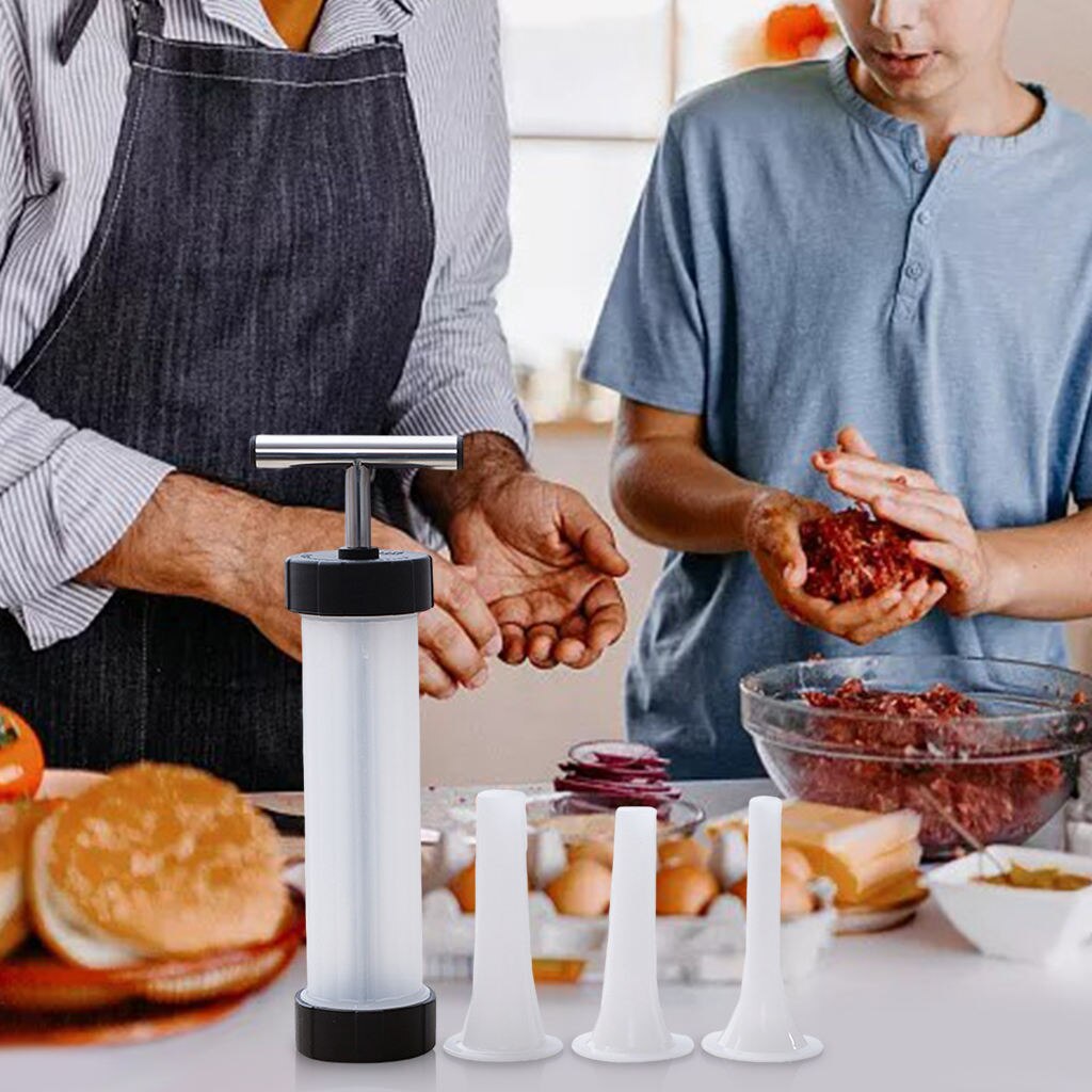 Sausage Maker Meat Stuffer Dogs Stuffing Machine with 3 Filling Nozzles