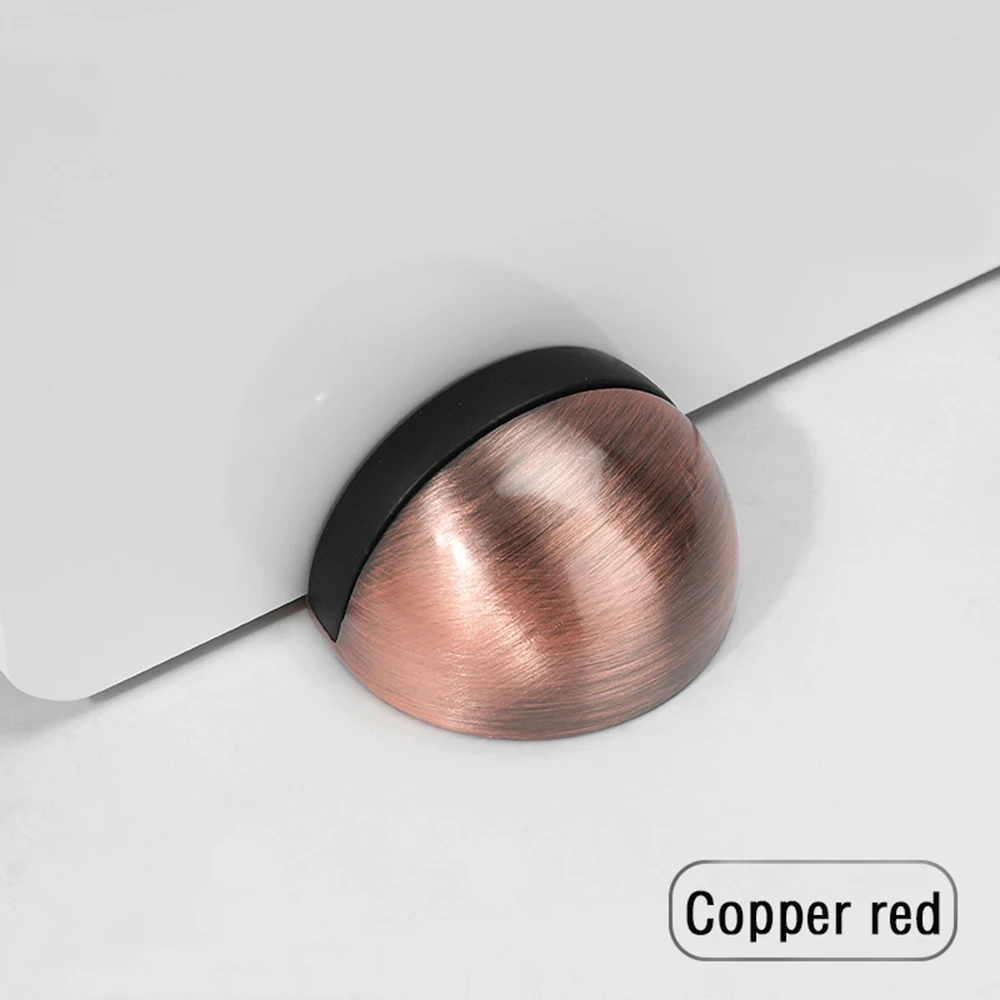 1pc Zinc Alloy Rubber Door Stopper Non Punching Sticker Hidden Door Holder Catch Floor Mounted Nail-free Door Stop Hardware: GRAY