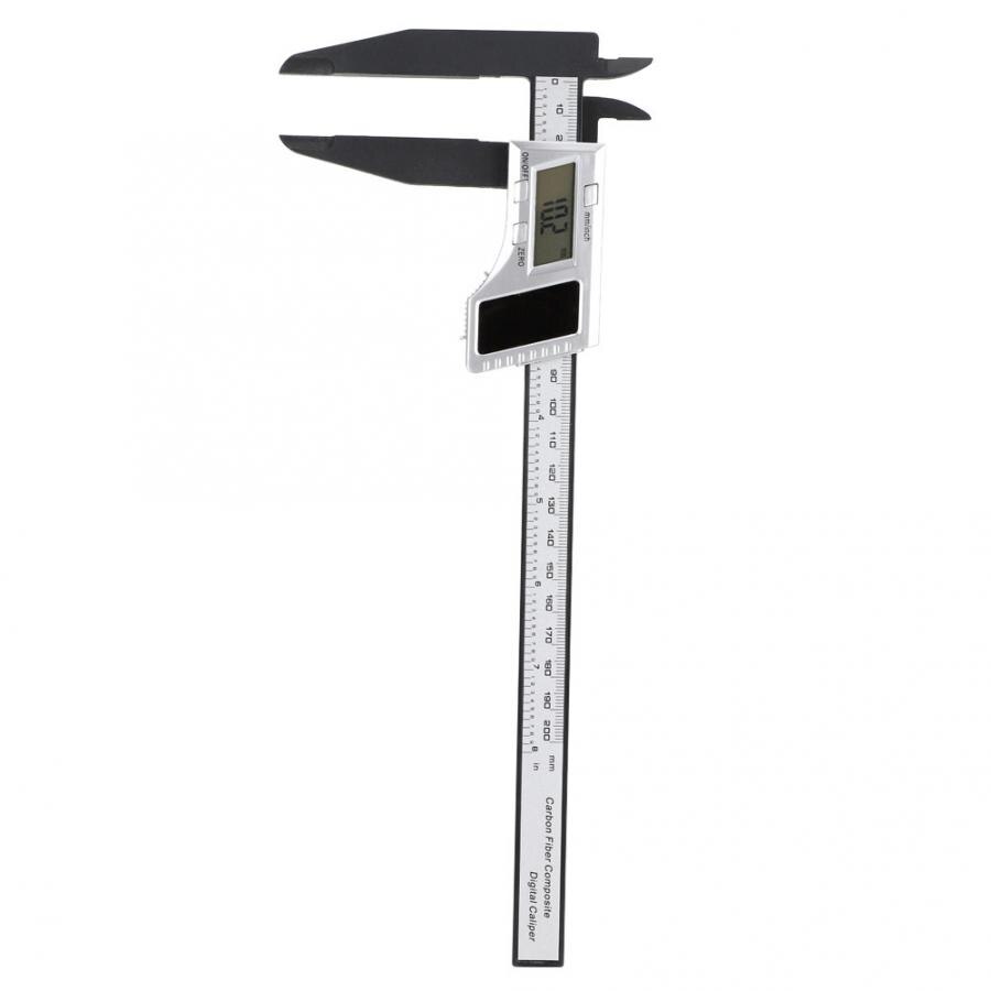 Digital Caliper Solar Power Carbon Fiber Ruler with 75mm Long Jaw Measuring Tool Electronic Caliper 200mm 0.1mm
