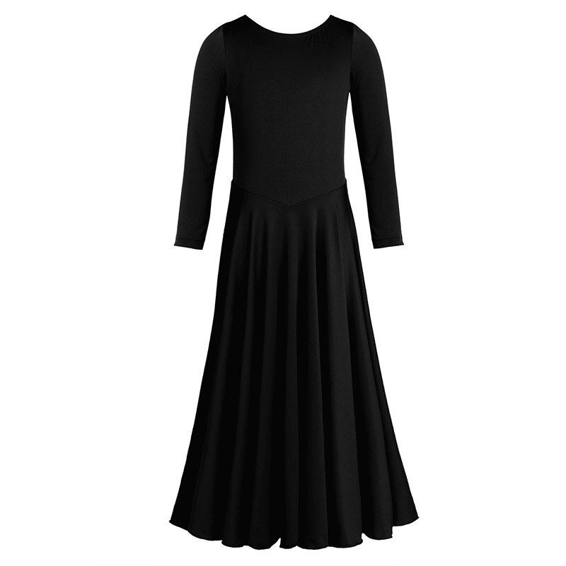 iiniim Kids Girls Formal Ballet Tutu Dance Dress Gymnastics Leotard for Kids Praise Dance Costumes Modern Liturgical Dance Wear: black / 4 Years