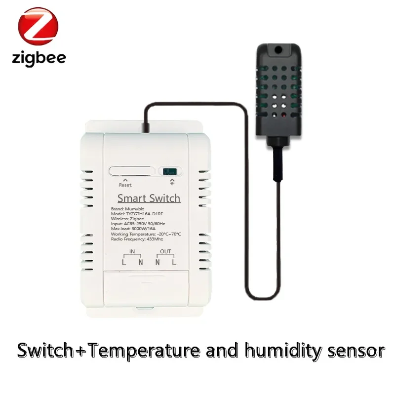 Przełącznik Mumubiz Tuya Zigbee z czujnikiem temperatury i wilgotności, inteligentny termostat 16A 3000W TH16 monitorowanie danych kompatybilny z Alexa: Bundle2