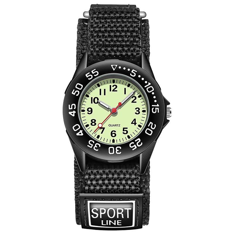 Roterende Bezel 31Mm Lichtgevende Wijzerplaat Nylon Velco Bandjes Quartz Voor Kids