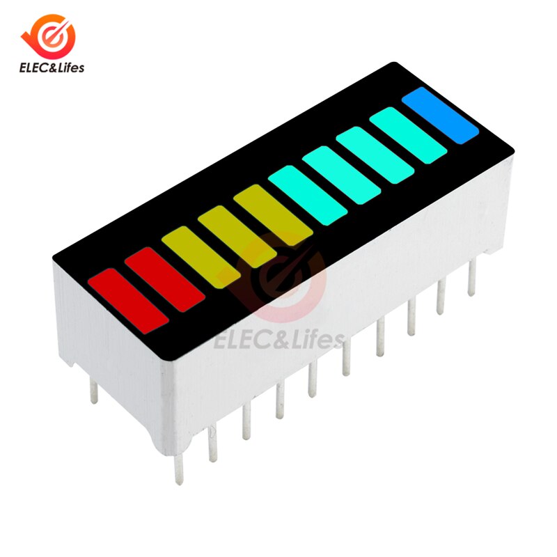 10Pcs 10 Segments 4 Colors LED Display Module Red Yellow Green Blue LED Bar Graph Display Battery Power Level Indicator Display