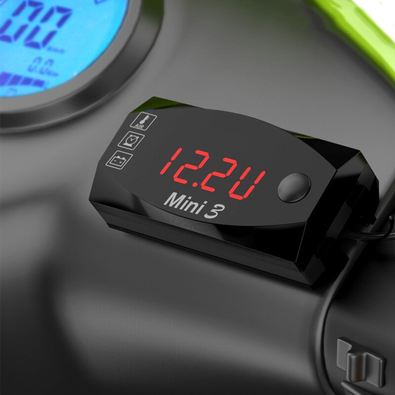 Ip67 waterdichte led-horloges met digitale display, drie-in-één universele elektronische motorfietsklok, thermometer en voltmeter