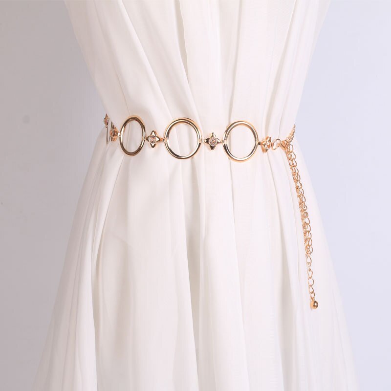 Girls Metal Waist Chain Gold Plated Belt Decoration Belt Women Circle Metal String Belts for Dresses