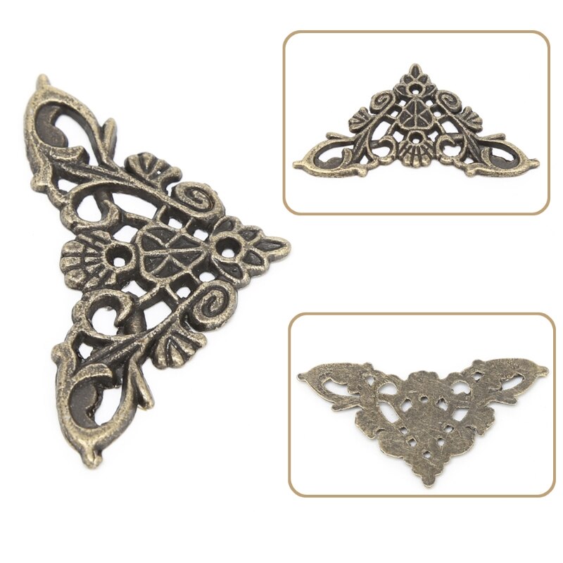 12x Antiek Brons Decoratieve Sieraden Geschenkdoos Album Voeten Been Hoek Protector