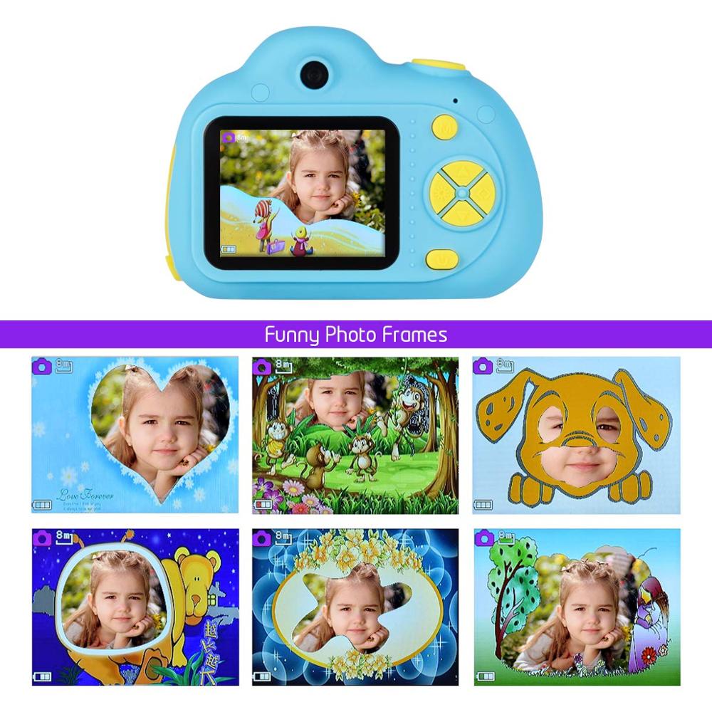 Kindercamera mini-kartonnen digitale spiegelreflexcamera, slimme camera met dubbele lens, 2.0 inch, 12mp inch anti-val speelgoedcamera voor jongens en meisjes, kerst