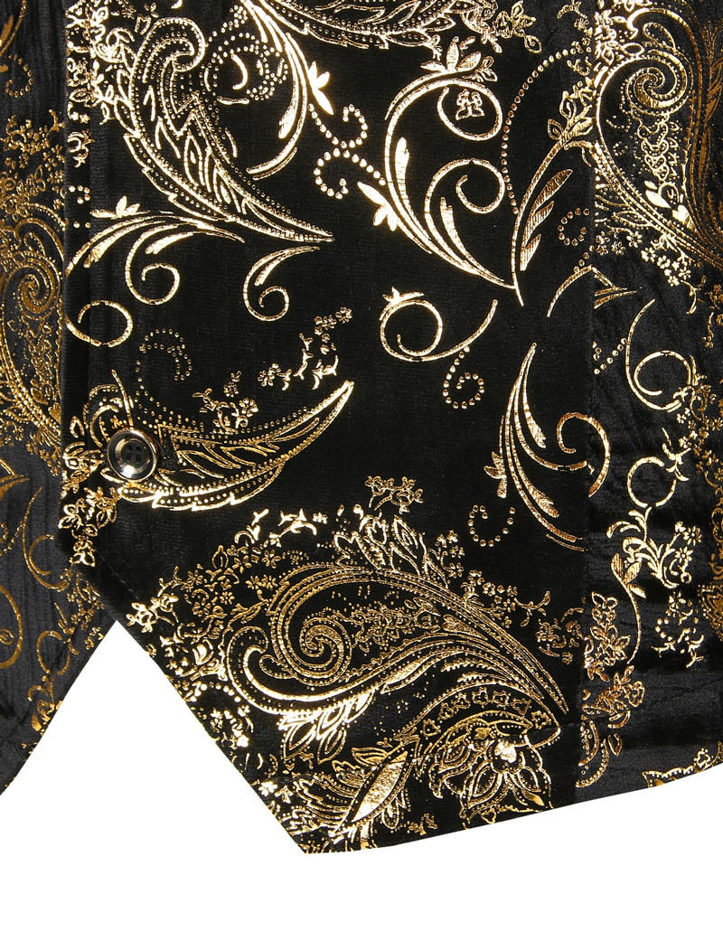 Steampunk Anzug Weste Männer glänzend Bronzing Paisley Blume Chaleco hombre schlank passen Ärmellose Hochzeit Rauchen Kleid Weste Weste Männer