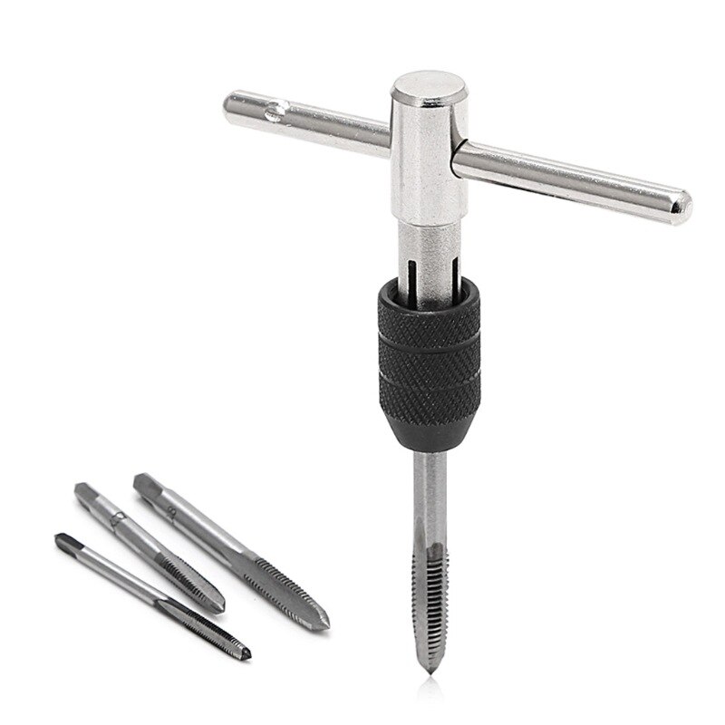 5pcs/Set T Type Machine Hand Screw Thread Taps Reamer M3/M4/M5/M6 Tap Set With Twist Drill Bits And Wrench