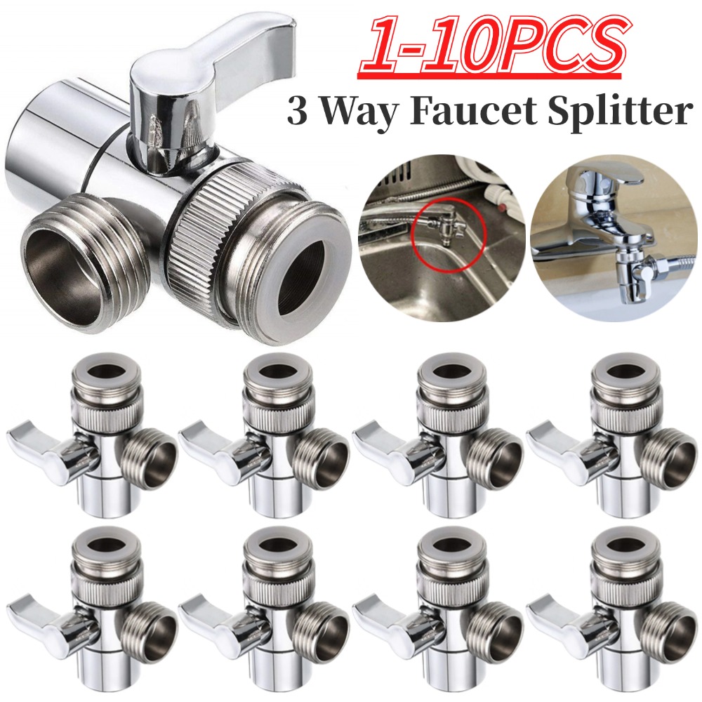 1-10PCS Switch Faucet Adapter Kitchen Sink Splitter Diverter Valve Water Tap Connector Separator For Sink Toilet Bidet Shower