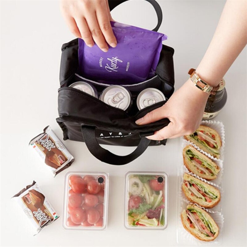 Purdored 1 pc kannettava raidallinen lounaspussi naisille ruoka piknik kylmälaukku eristetty kantokassi säiliö bento laukkujärjestäjä