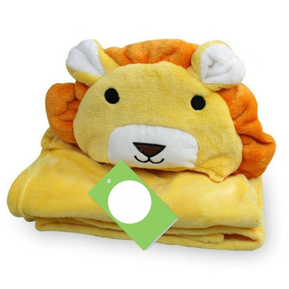 Zachte Cartoon Hooded Baby Badjas Leuke Animal Baby Deken Vierkante Hooded Bad Wrap Inbakeren Pasgeboren Badjas Mantel Baby Handdoek: Lion