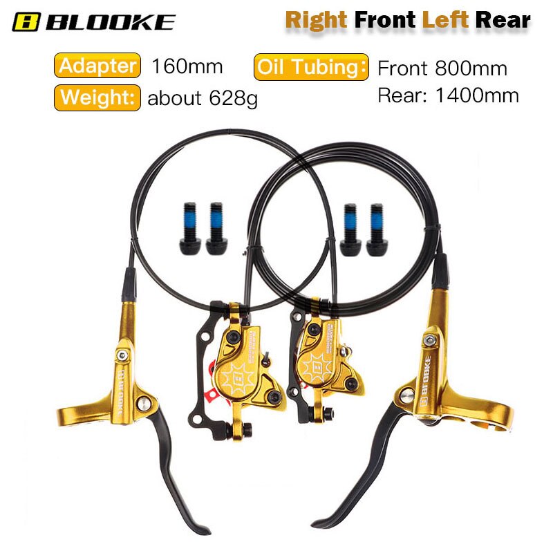 BLOOKE Mountain Bike Oil Brake M620 Hydraulic Disc Brake Caliper Suitable for Bicycle 160mm Brake Disc Aluminum Alloy Pads Parts: 160mm R-Front L-rear
