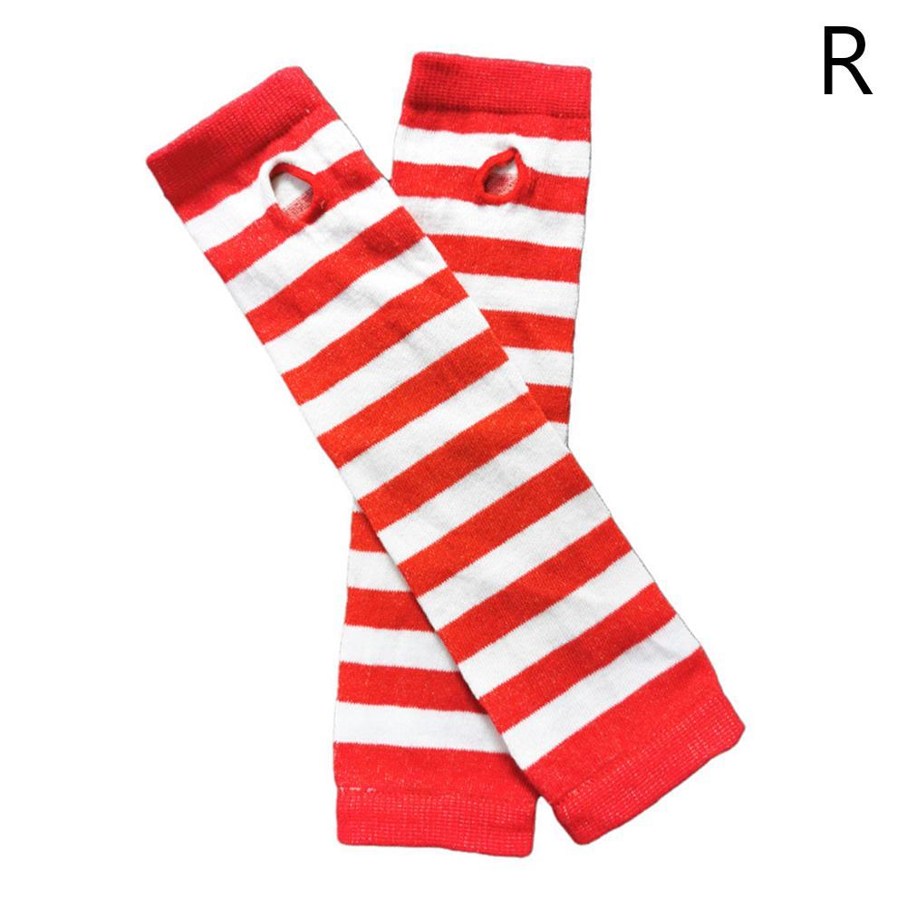 Mannen Lange Winter Handschoenen Arm Cover Classic Zwart Wit Gestreepte Katoen Pols Cover Arm Dames Handschoenen Mouw Gebreide Handschoenen vrouwen: white red