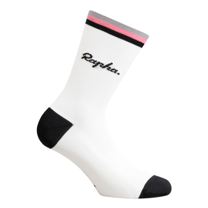 Chaussettes de Sport en plein air à Compression, Orange, pour hommes, cyclisme, vélo de route,: WHITE