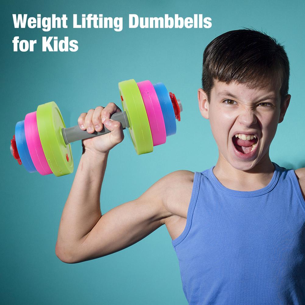 1 sæt vægtløftning håndvægte sjovt justerbar farverigt træningssæt eller træningscenter for børn - fyld med strandsand eller vand