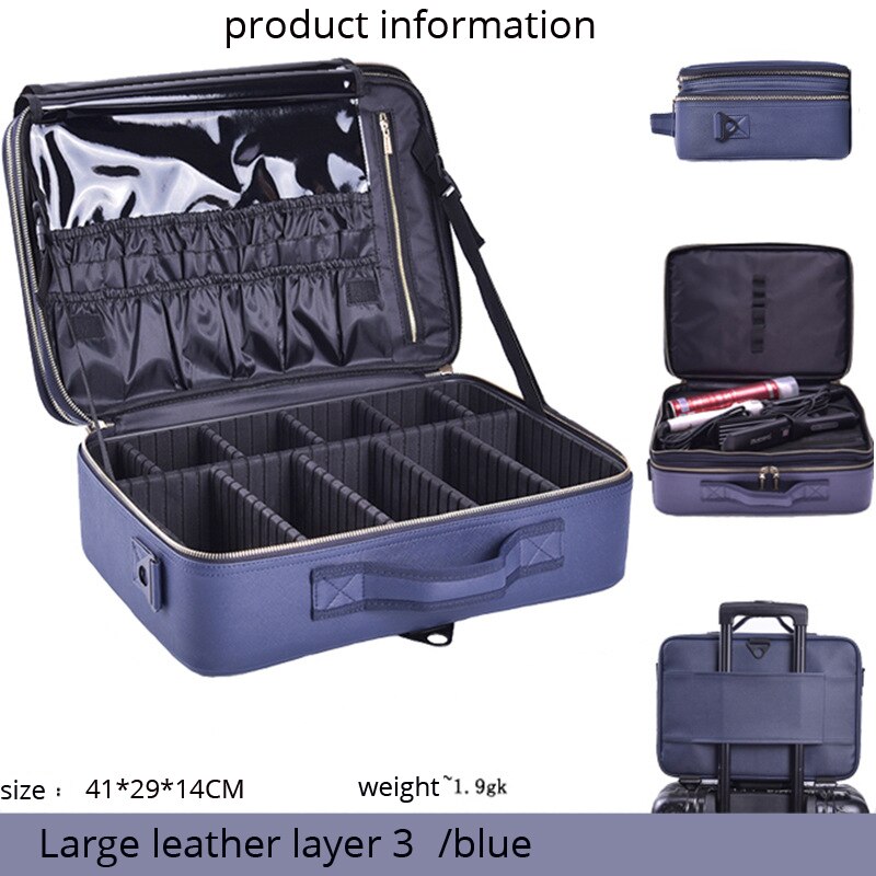 Organizador de maquillaje de gran capacidad para mujeres, caja de almacenamiento de Neceser cosmético de multicapa, Bonito traje portátil